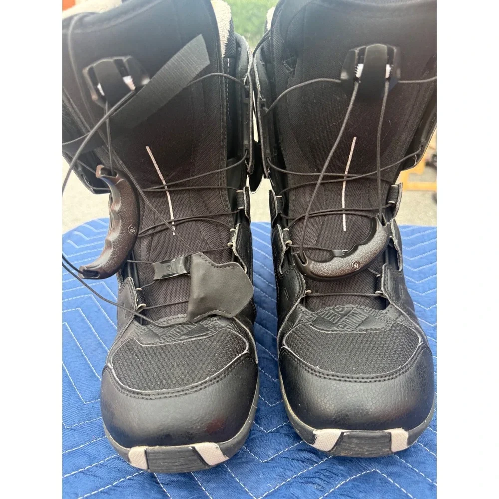 Salomon Faction Snowboard Boots Black Mens Size 8 Quick Pull Lacing All Mountain